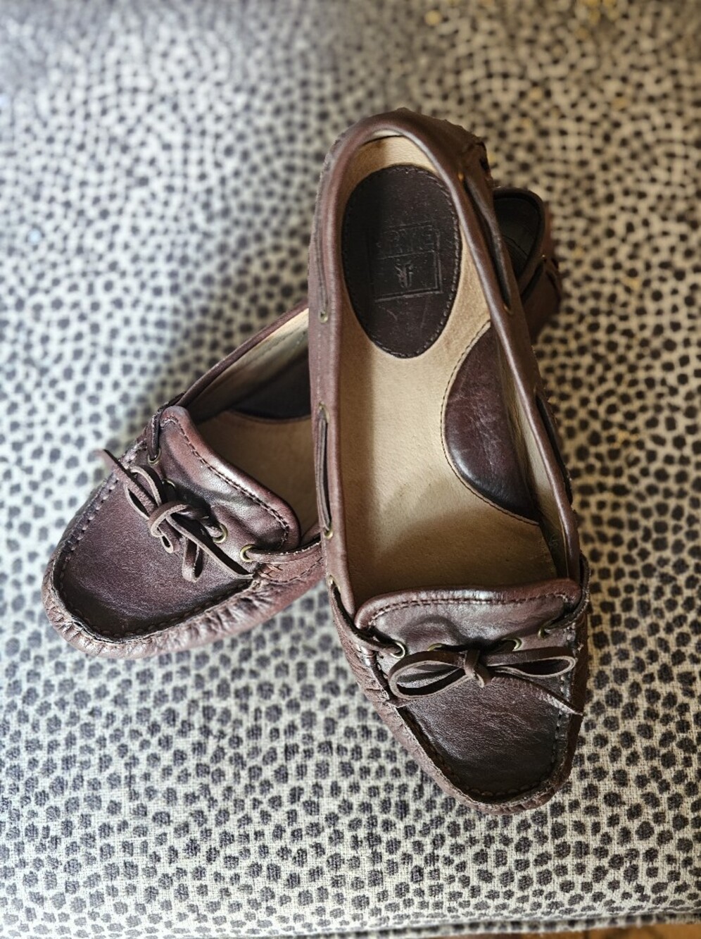 Ladies Frye Dark Brown Leather Moccasin Driving Shoes